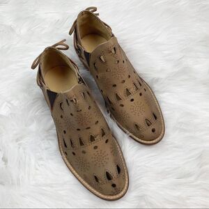 Musse & Cloud Anthropologie Tan Leather Cutout Ankle Booties